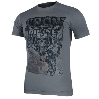 KRAMATAN TACTICAL DESIGN ФУТБОЛКА SHOW MUST GO DRONE GREY