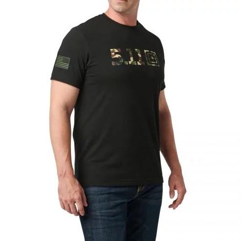 5.11 ФУТБОЛКА З ПРИНТОМ WOODLAND CAMO FILL BLACK 76327-019