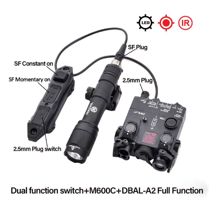 WADSN ТАКТИЧНИЙ БЛОК TEINER AN PEQ-15A DBAL-A2 RED ЛАЗЕР ЗІ СВІТЛОДІОДНИМ ЛІХТАРЕМ BLACK HS2780