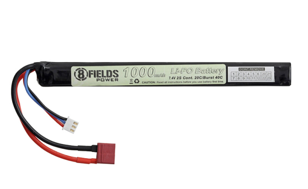 8FIELDS АКУМУЛЯТОР LIPO 7.4V 1000MAH 20/40C T-CONNECTOR 27701 HS2524