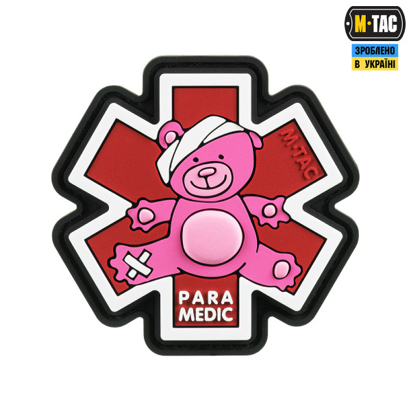 M-TAC НАШИВКА PARAMEDIC ВЕДМІДЬ (PVC) PINK/BLACK
