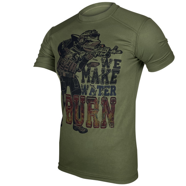 KRAMATAN TACTICAL DESIGN ФУТБОЛКА А-АКУЛА WE MAKE WATER BURN OLIVE
