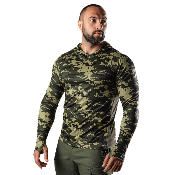 CAMO-TEC ЛОНГСЛИВ CHITON AIR HOOD PIXEL GREEN 8063