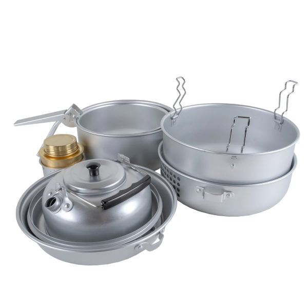 MIL-TEC НАБОР ПОСУДЫ ТУРИСТИЧЕСКИЙ COOK SET С ГОРЕЛКОЙ СЕРЕБРИСТЫЙ 14700500