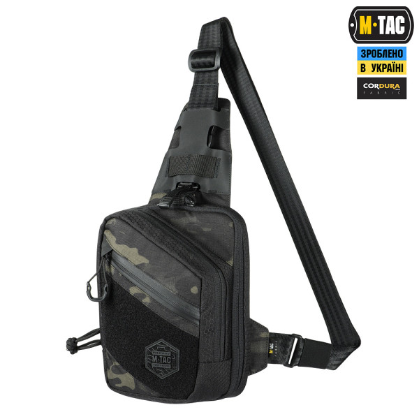 M-TAC СУМКА SLING PISTOL BAG ELITE HEX С ЛИПУЧКОЙ MULTICAM BLACK/BLACK