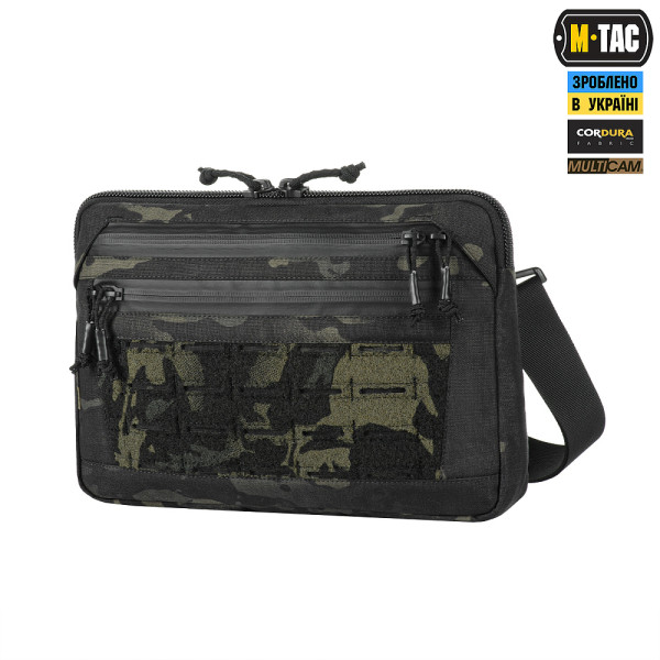 M-TAC СУМКА ADMIN BAG MEDIUM ELITE З ЛИПУЧКОЮ MULTICAM BLACK/BLACK