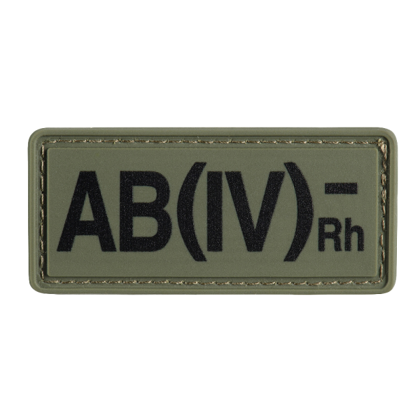 НАШИВКА ГРУППА КРОВИ AB(IV) RH(-) PVC 25Х60 OLIVE