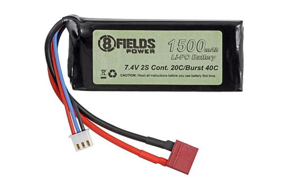 8FIELDS АКУМУЛЯТОР LIPO 7.4V 1500MAH 20/40C T-CONNECTOR HS2470