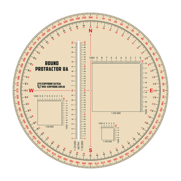 ECOPYBOOK TACTICAL ЛІНІЙКА PROTRACTOR UA КРУГЛА 130 ММ