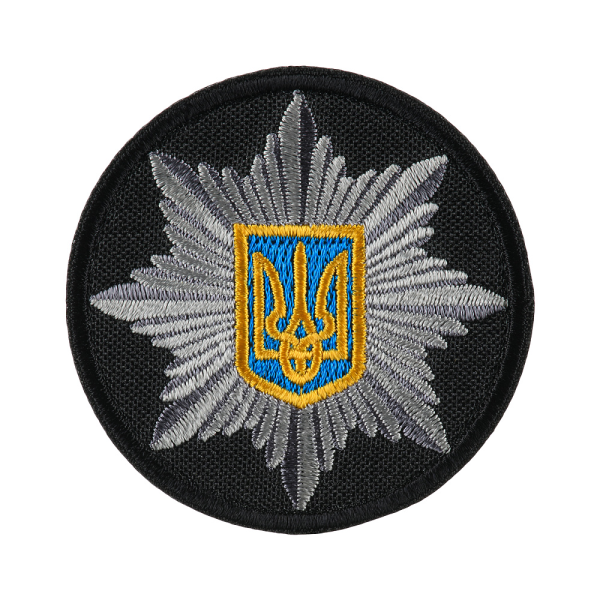 КОКАРДА ПОЛІЦІЯ КРУГЛА 6 СМ НА ЛИПУЧЦІ ЧОРНА (ТИП 2)