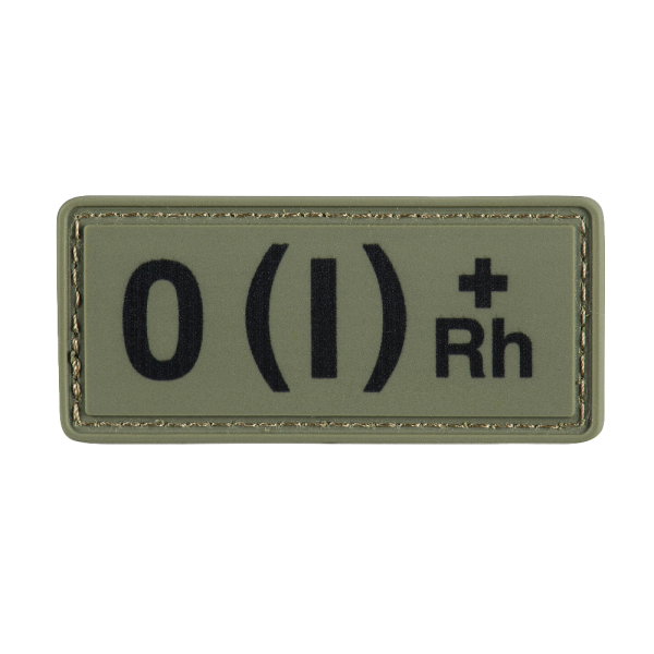 НАШИВКА ГРУПА КРОВІ O(I) RH(+) PVC 25Х60 OLIVE