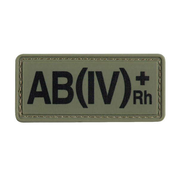 НАШИВКА ГРУПА КРОВІ AB(IV) RH(+) PVC 25Х60 OLIVE