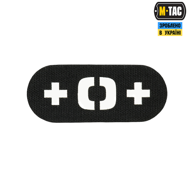 M-TAC НАШИВКА ГРУПА КРОВІ +0+ НАСКРІЗНА LASER CUT BLACK