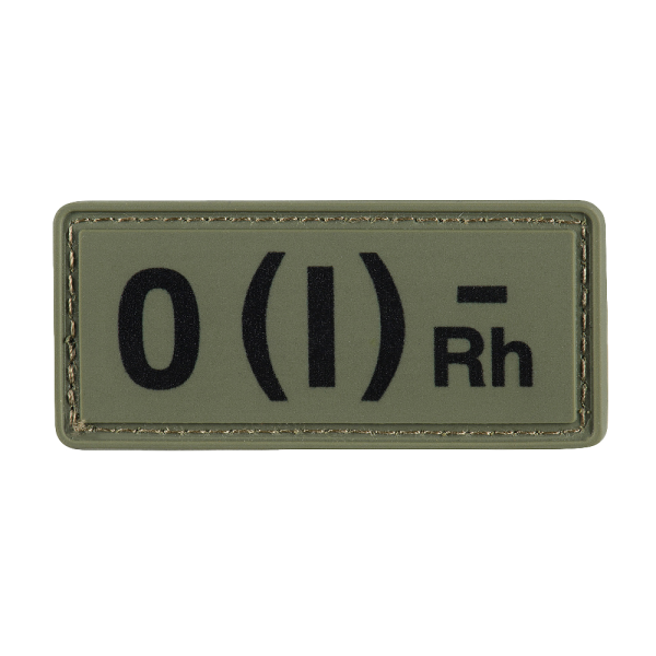 НАШИВКА ГРУППА КРОВИ O(I) RH(-) PVC 25Х60 OLIVE