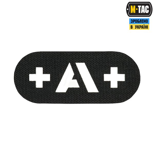 M-TAC НАШИВКА ГРУПА КРОВІ +A+ НАСКРІЗНА LASER CUT BLACK