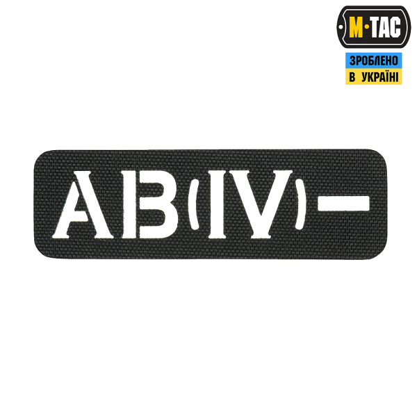 M-TAC НАШИВКА ГРУППА КРОВИ AB (IV) - СКВОЗНАЯ LASER CUT 25Х80 BLACK