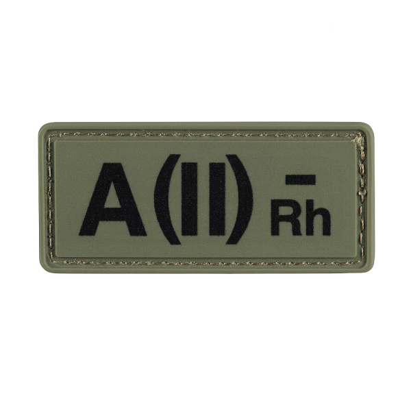 НАШИВКА ГРУПА КРОВІ A(II) RH(-) PVC 25Х60 OLIVE