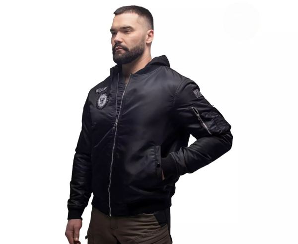 CHAMELEON КУРТКА MA-1 HOODED LIGHT BLACK 0780