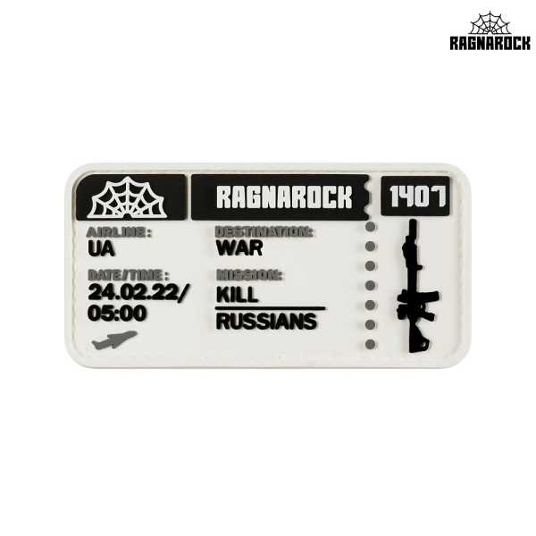 RAGNAROCK НАШИВКА TICKET TO THE WAR WHITE
