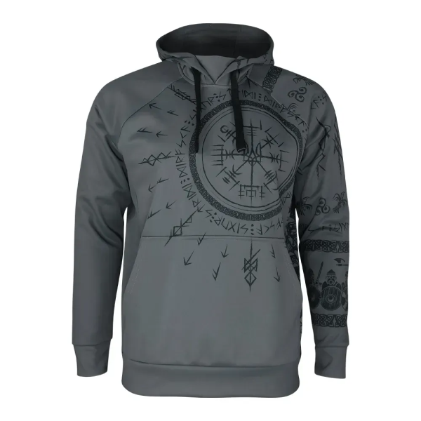 KRAMATAN TACTICAL DESIGN ХУДИ RUNIC ТРИЗУБ GREY