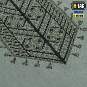 M-TAC ВЫШИВАНКА 100% ЛЁН СЕРО-ЗЕЛЕНАЯ