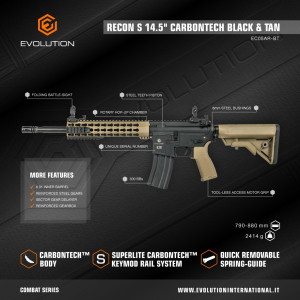 EVOLUTION АВТОМАТ M4 RECON S 14.5 CARBONTECH BT BLACK HS1226