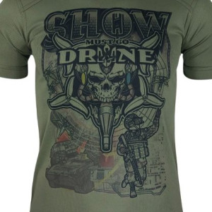 KRAMATAN TACTICAL DESIGN ФУТБОЛКА SHOW MUST GO DRONE OLIVE