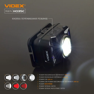 VIDEX НАЛОБНЫЙ ФОНАРЬ VLF H035C 26656