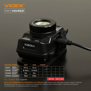VIDEX НАЛОБНИЙ ЛІХТАР VLF-H045Z 27309