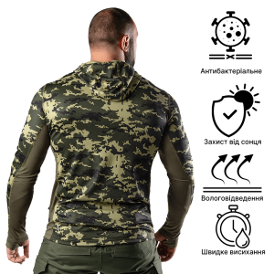 CAMO-TEC ЛОНГСЛИВ CHITON AIR HOOD PIXEL GREEN 8063