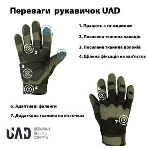 UAD РУКАВИЧКИ ТАКТИЧНІ PROMETEY OLIVE UAD0019M