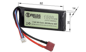 8FIELDS АКУМУЛЯТОР LIPO 7.4V 1500MAH 20/40C T-CONNECTOR HS2470