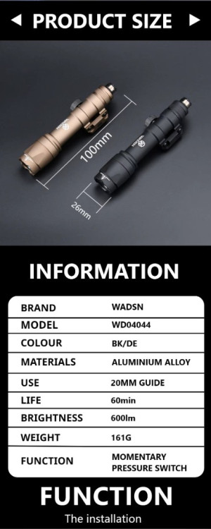 WADSN ТАКТИЧНИЙ БЛОК TEINER AN PEQ-15A DBAL-A2 RED ЛАЗЕР ЗІ СВІТЛОДІОДНИМ ЛІХТАРЕМ BLACK HS2780
