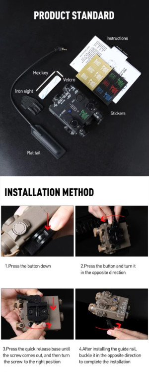 WADSN ТАКТИЧНИЙ БЛОК TEINER AN PEQ-15A DBAL-A2 RED ЛАЗЕР ЗІ СВІТЛОДІОДНИМ ЛІХТАРЕМ BLACK HS2780