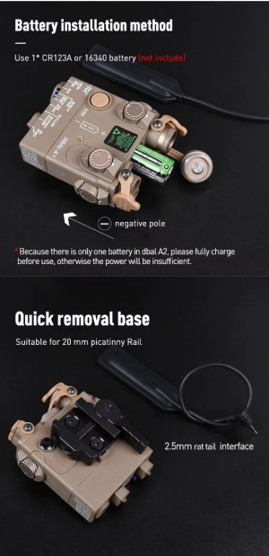 WADSN ТАКТИЧНИЙ БЛОК TEINER AN PEQ-15A DBAL-A2 RED ЛАЗЕР ЗІ СВІТЛОДІОДНИМ ЛІХТАРЕМ BLACK HS2780