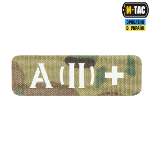 M-TAC НАШИВКА ГРУППА КРОВИ A (II) + СКВОЗНАЯ LASER CUT 25Х80 MULTICAM
