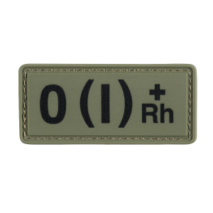 НАШИВКА ГРУПА КРОВІ O(I) RH(+) PVC 25Х60 OLIVE