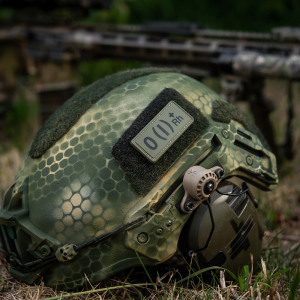 НАШИВКА ГРУПА КРОВІ O(I) RH(+) PVC 25Х60 OLIVE