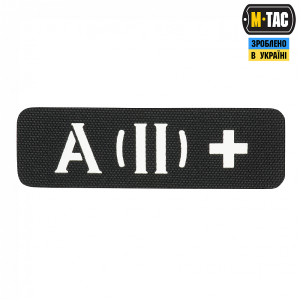M-TAC НАШИВКА ГРУППА КРОВИ A (II) + СКВОЗНАЯ LASER CUT 25Х80 BLACK