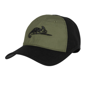 HELIKON-TEX БЕЙСБОЛКА LOGO CAP POLYCOTTON RIPSTOP BLACK/OLIVE GREEN CZ-LGC-PR-0102B
