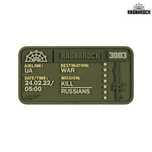 RAGNAROCK НАШИВКА TICKET TO THE WAR OLIVE