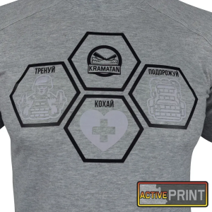 KRAMATAN TACTICAL DESIGN ФУТБОЛКА ТРЕНУЙ КОХАЙ МАНДРУЙ БАВОВНА МЕЛАНЖ