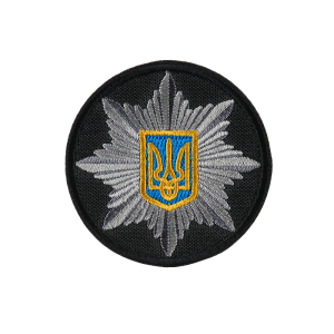 КОКАРДА ПОЛІЦІЯ КРУГЛА 5 СМ НА ЛИПУЧЦІ ЧОРНА (ТИП 2)