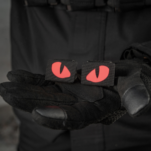 M-TAC НАШИВКА TIGER EYES LASER CUT (ПАРА) BLACK/RED/GID