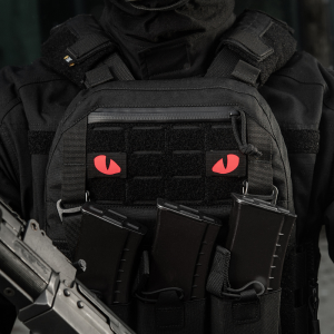 M-TAC НАШИВКА TIGER EYES LASER CUT (ПАРА) BLACK/RED/GID