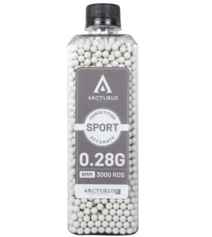 ARCTURUS СТРАЙКБОЛЬНЫЕ ШАРЫ RS SPORT MATCH GRADE 0.28G BBS 3000 PCS BOTTLE WHITE 34205