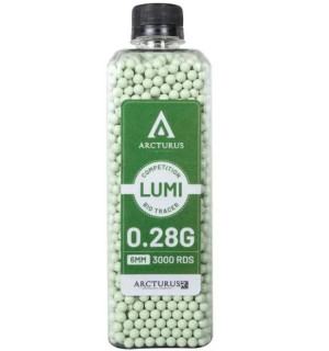 ARCTURUS СТРАЙКБОЛЬНЫЕ ШАРЫ RS LUMI BIO TRACER MATCH GRADE 0.28G BBS 3000 PIECES BOTTLE GREEN 34209