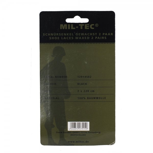 MIL-TEC ШНУРКИ ВОЩЕНЫЕ ЧЕРНЫЕ