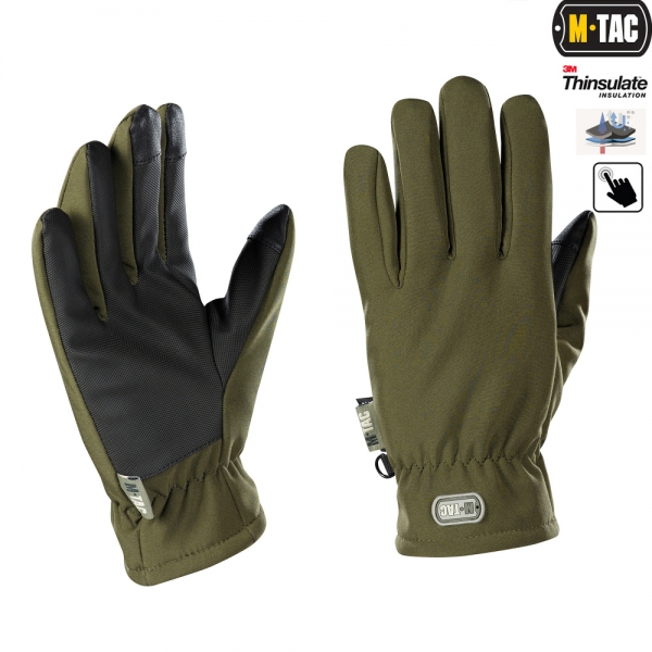 M-TAC РУКАВИЦІ SOFT SHELL THINSULATE OLIVE