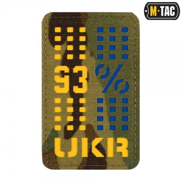 M-TAC НАШИВКА UKR/93% ВЕРТИКАЛЬНА LASER CUT YELLOW/BLUE/MULTICAM